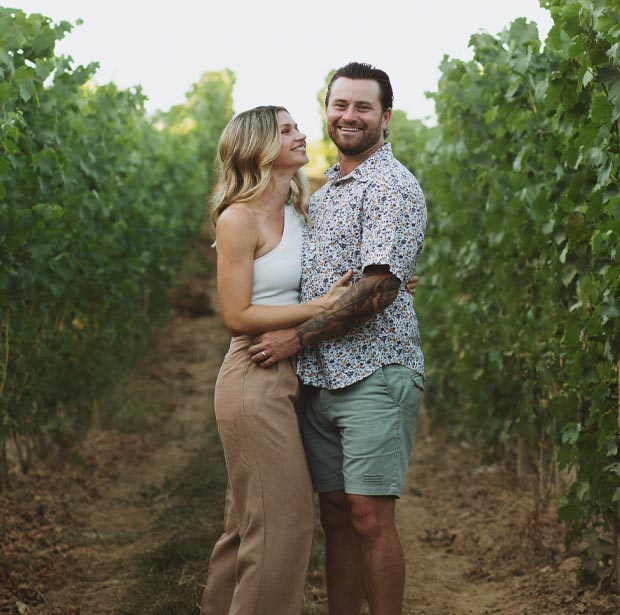 Andi and Justin in the Cannon Estate Vineyard coloured image